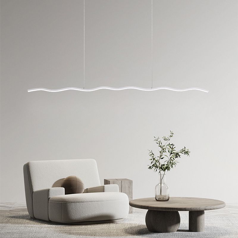 Modern Black And White Linear Wave Pendant Light